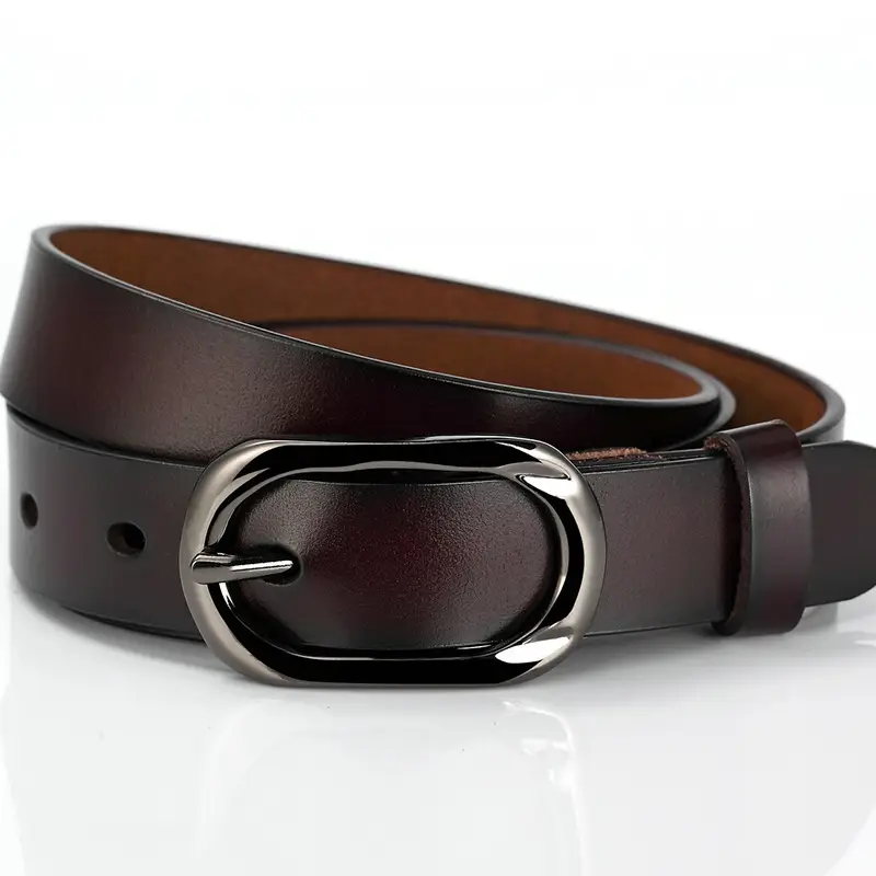 New Women's Cowhide Belt with Silver Buckle - Image 9