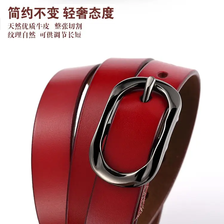 New Women's Cowhide Belt with Silver Buckle - Image 10