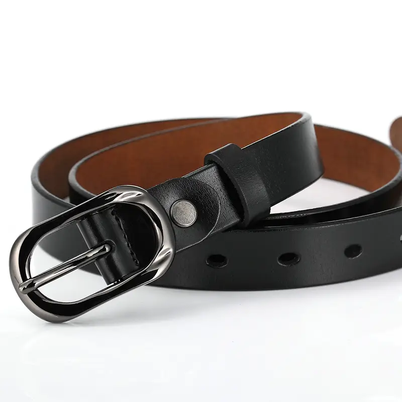 New Women's Cowhide Belt with Silver Buckle - Image 11
