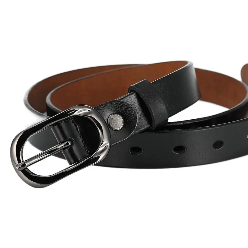 New Women's Cowhide Belt with Silver Buckle