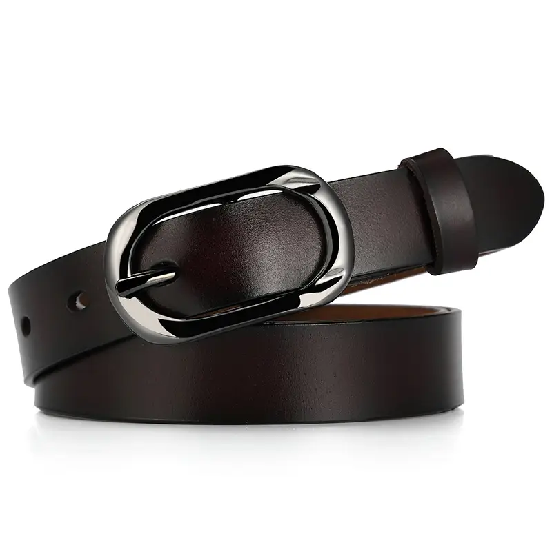 New Women's Cowhide Belt with Silver Buckle - Image 3