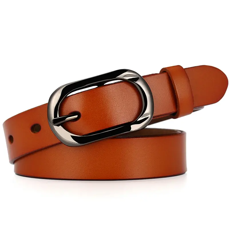 New Women's Cowhide Belt with Silver Buckle - Image 4