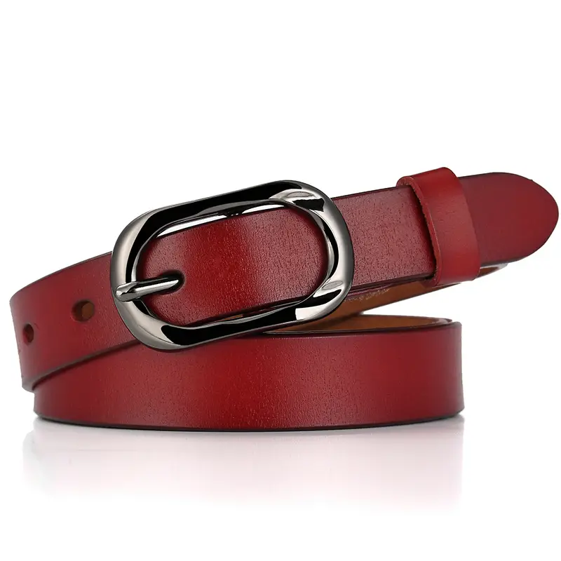 New Women's Cowhide Belt with Silver Buckle - Image 5
