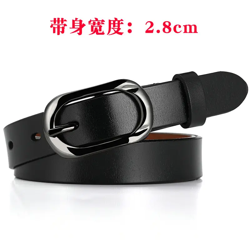 New Women's Cowhide Belt with Silver Buckle - Image 6
