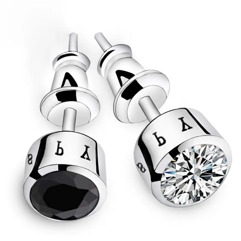 Sterile Silver Pin Earrings with Distinctive Diamond Design - Image 5