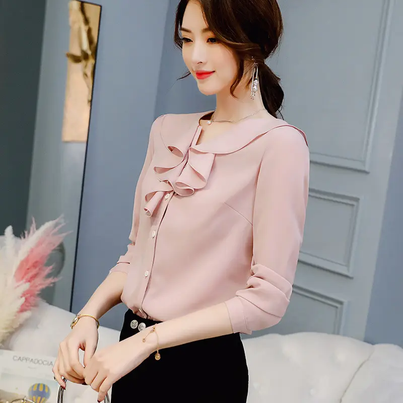 Caidaifei Pink Long Sleeve Slim Shirt Large - Image 4