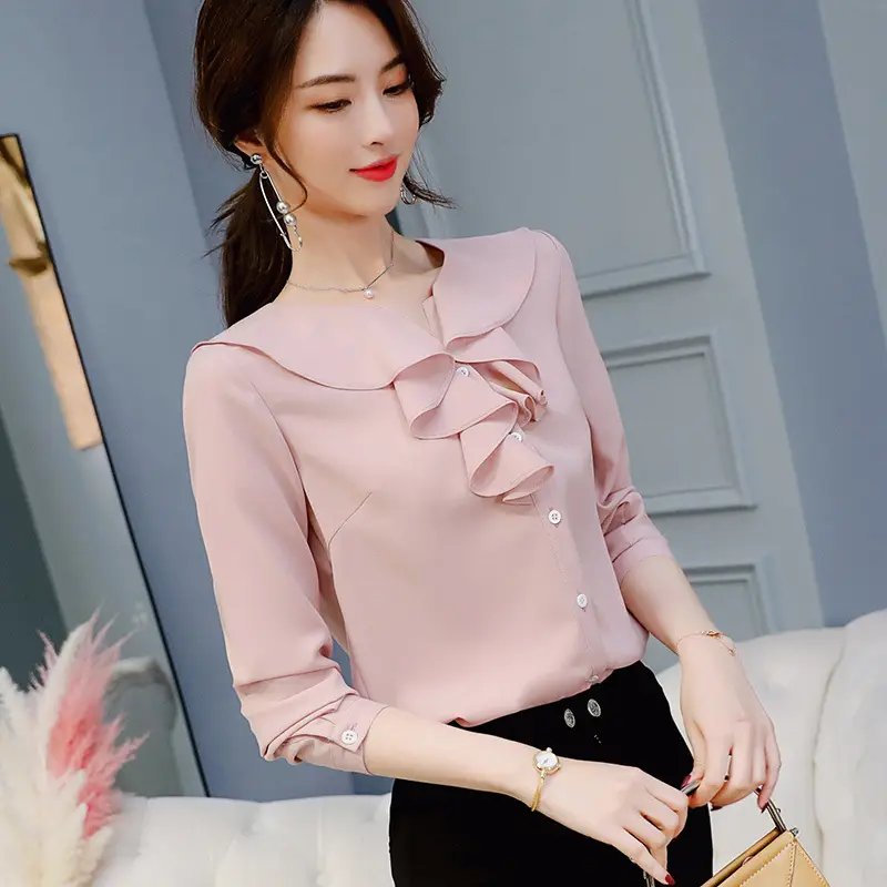 Caidaifei Pink Long Sleeve Slim Shirt Large - Image 5