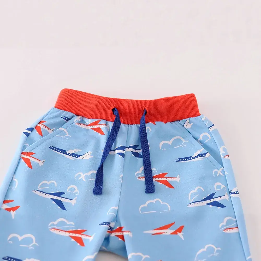 Blue Flight Print Boys Shorts Summer Casual Pants - Image 3