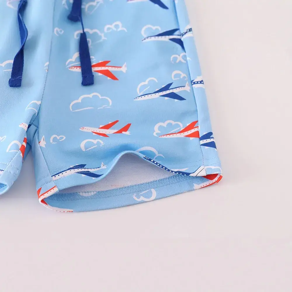 Blue Flight Print Boys Shorts Summer Casual Pants - Image 4