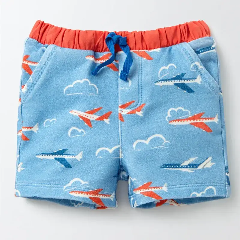 Blue Flight Print Boys Shorts Summer Casual Pants