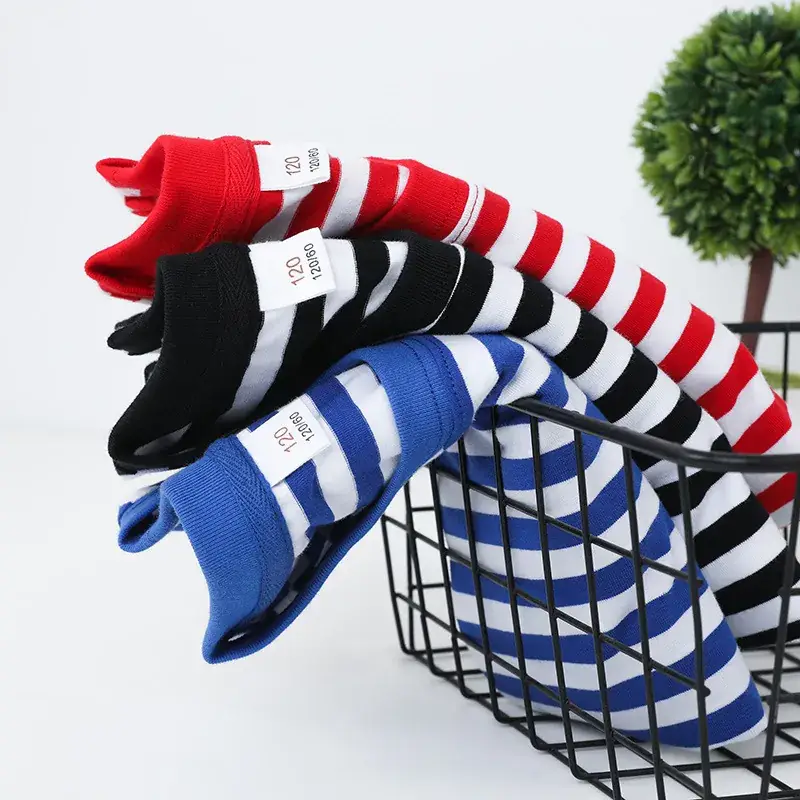 Red Striped Crew Neck T-Shirt for Boys Girls - Image 3