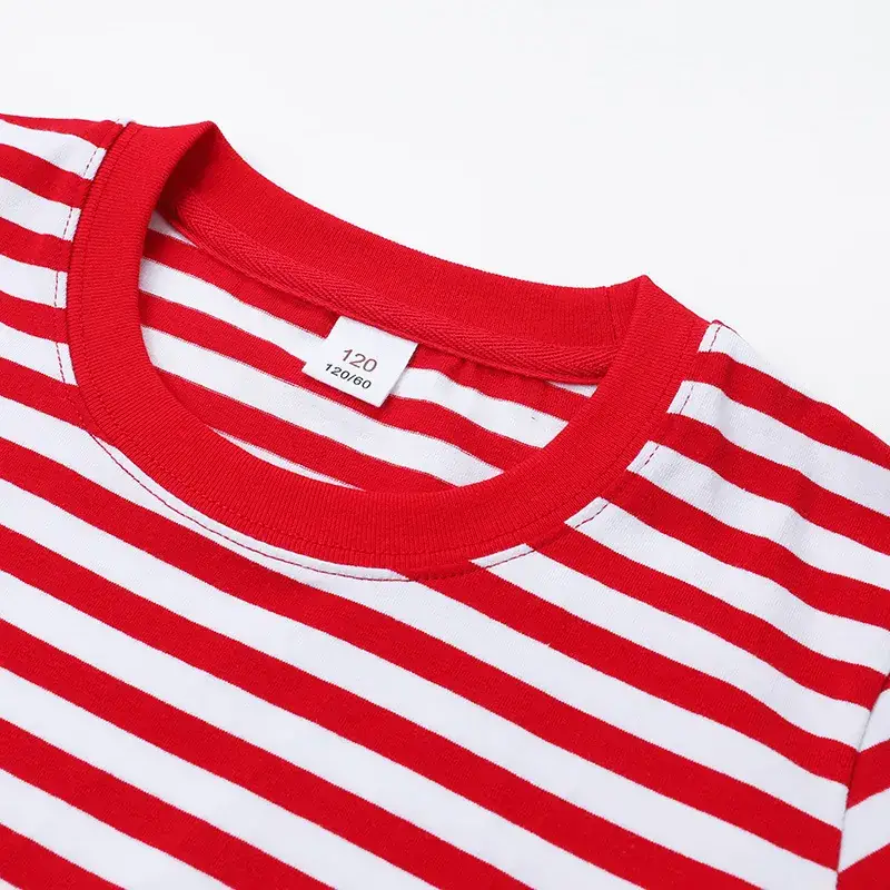 Red Striped Crew Neck T-Shirt for Boys Girls - Image 4