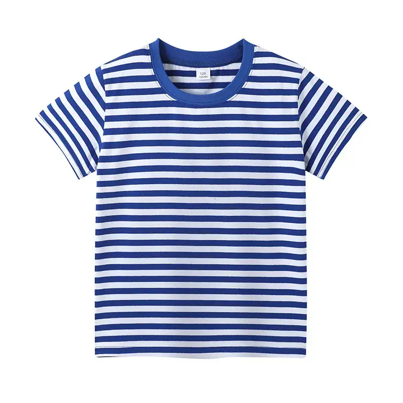 Red Striped Crew Neck T-Shirt for Boys Girls