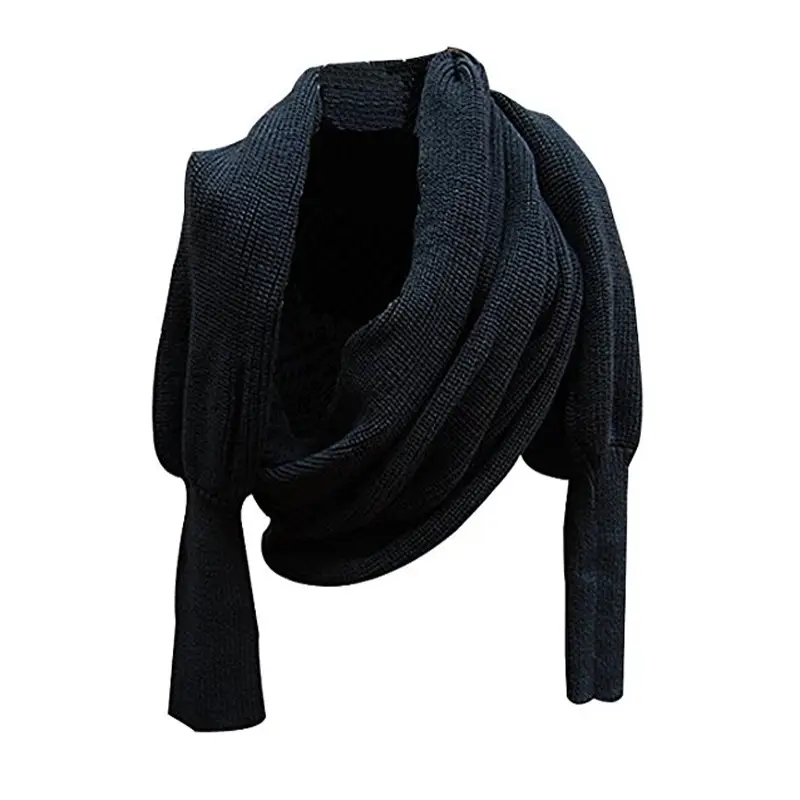 Ladies Wool Knitted Shawl Monochrome Winter Warm — feature 10