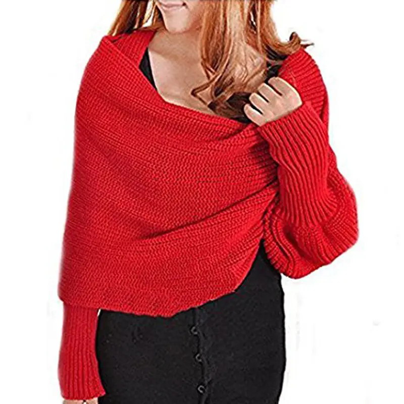 Ladies Wool Knitted Shawl Monochrome Winter Warm — feature 13