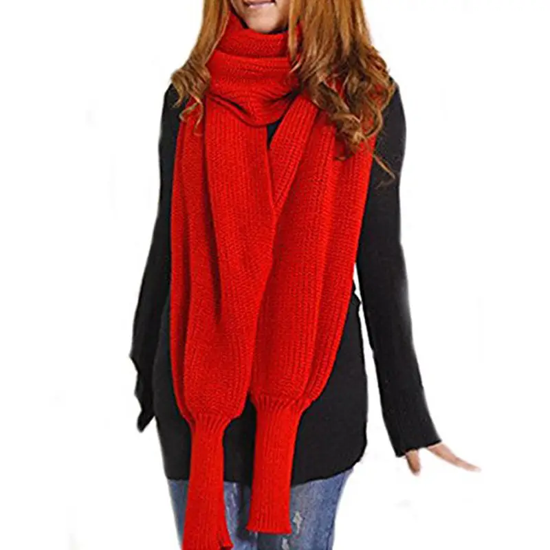 Ladies Wool Knitted Shawl Monochrome Winter Warm — feature 14