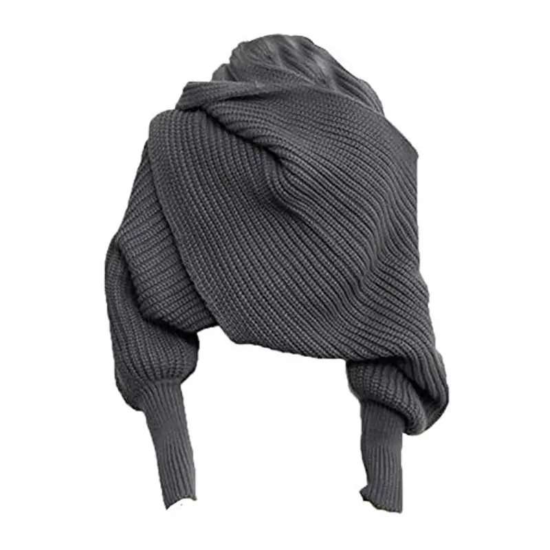 Ladies Wool Knitted Shawl Monochrome Winter Warm — feature 3