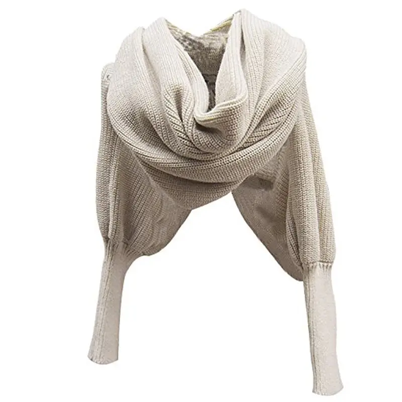Ladies Wool Knitted Shawl Monochrome Winter Warm — feature 6
