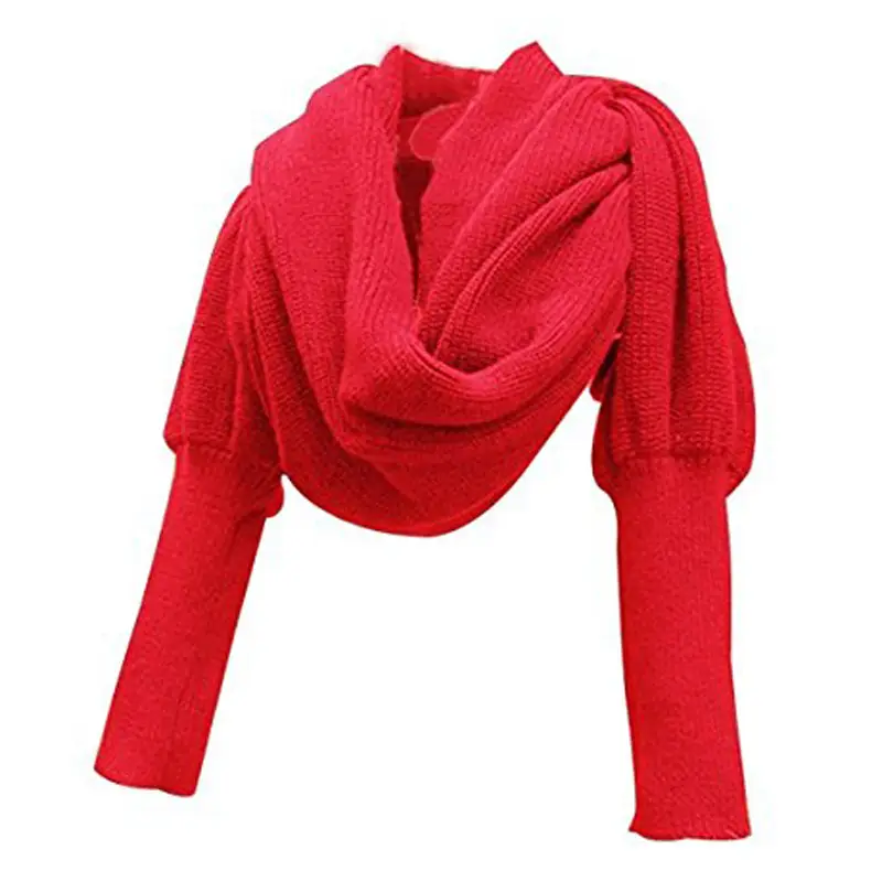Ladies Wool Knitted Shawl Monochrome Winter Warm — feature 9