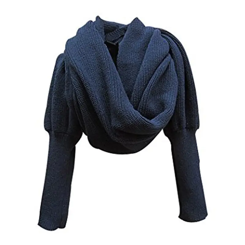Ladies Wool Knitted Shawl Monochrome Winter Warm - Image 5