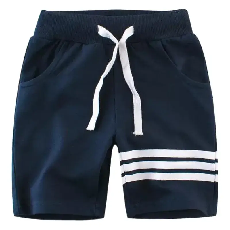 Kids Grey Cotton Shorts with White Bow & Stripes