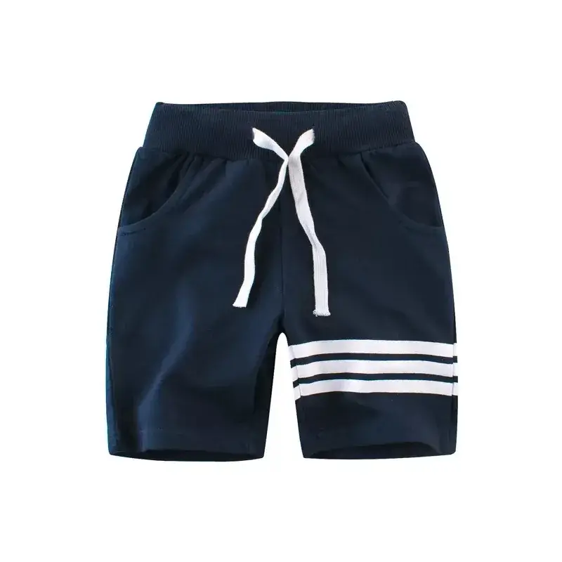 Kids Grey Cotton Shorts with White Bow & Stripes