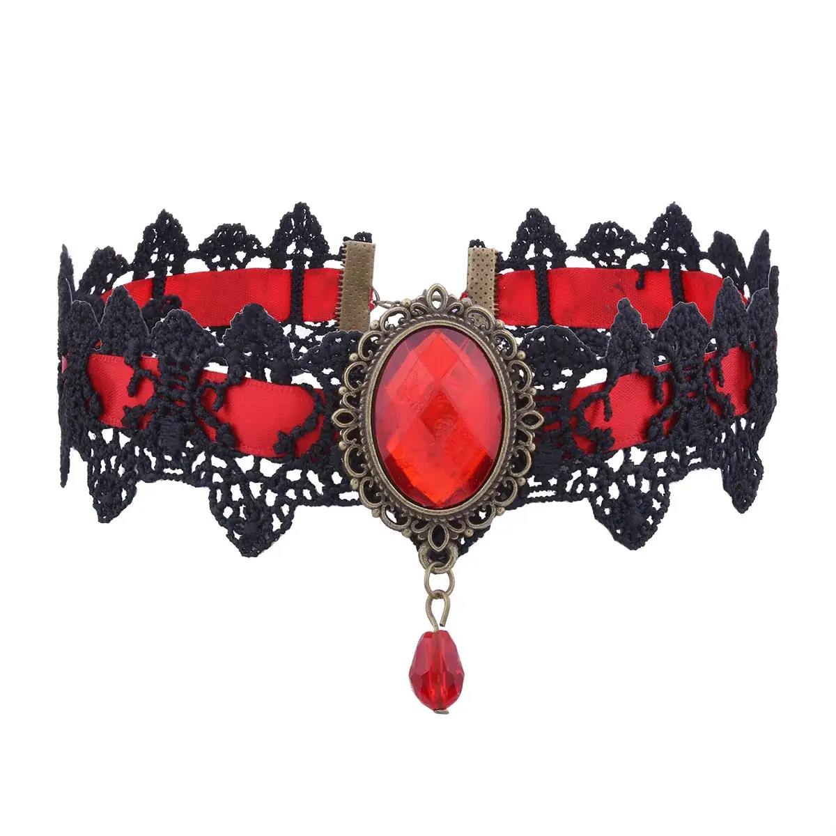 Gothic Red Diamond Necklace for Women