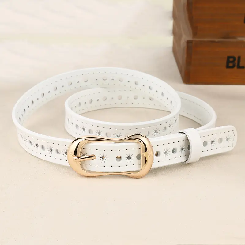Ladies Leather Pin Buckle Belt Brown Two Layer Cowhide
