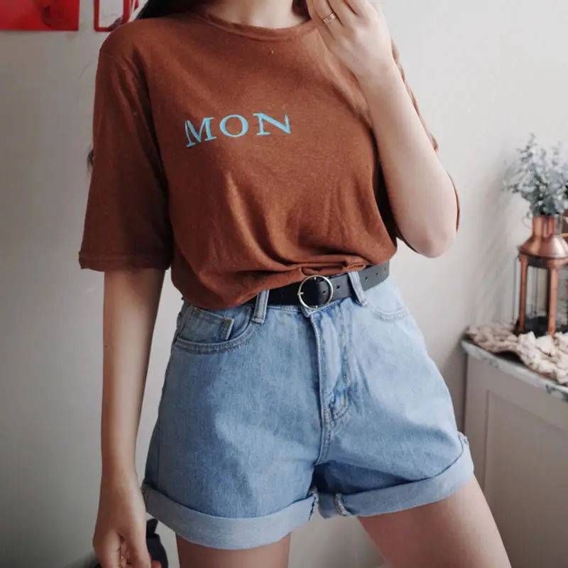 Summer Korean Style Women's Mon Print High Waist Shorts Set - Image 10