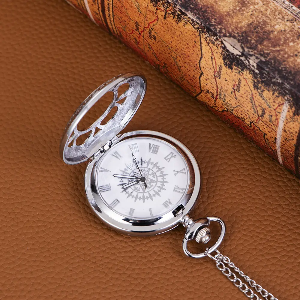 Cross-border silver petal contract quartz pocket watch manufacturers wholesale large quartz pocket watch - Image 4