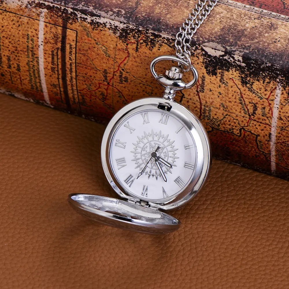Cross-border silver petal contract quartz pocket watch manufacturers wholesale large quartz pocket watch - Image 5