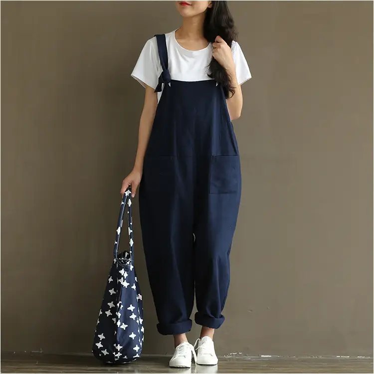 Women's Black Loose Overalls Plus Size Casual Pants - Image 9