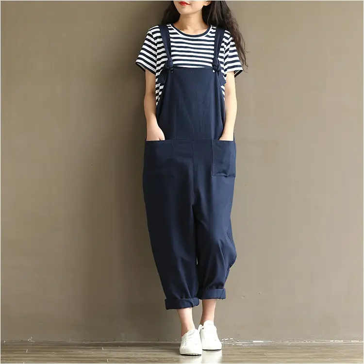 Women's Black Loose Overalls Plus Size Casual Pants - Image 10