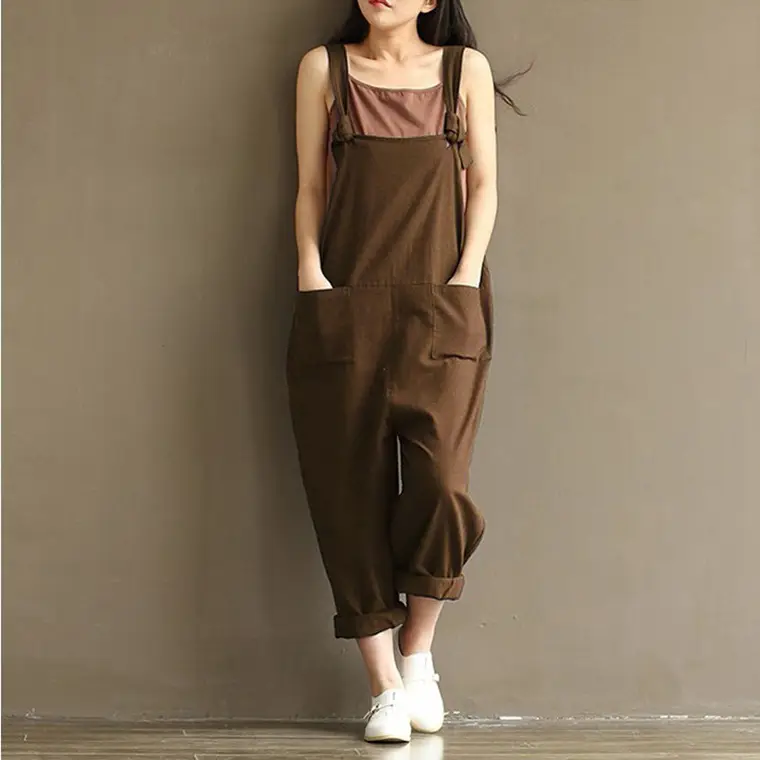 Women's Black Loose Overalls Plus Size Casual Pants - Image 4