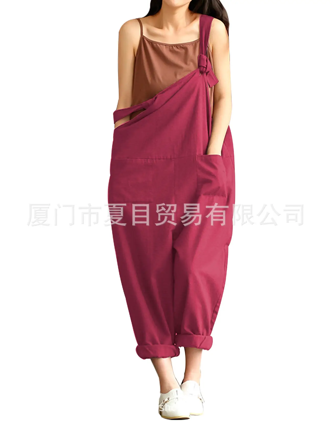 Women's Black Loose Overalls Plus Size Casual Pants - Image 6