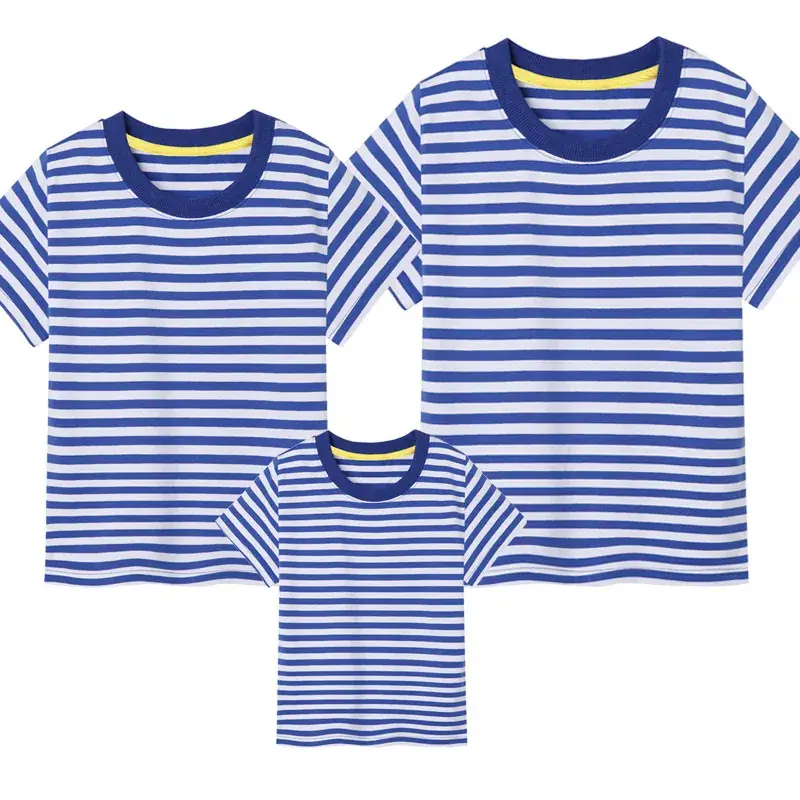Summer Striped Cotton Family T-Shirt Set for Kids