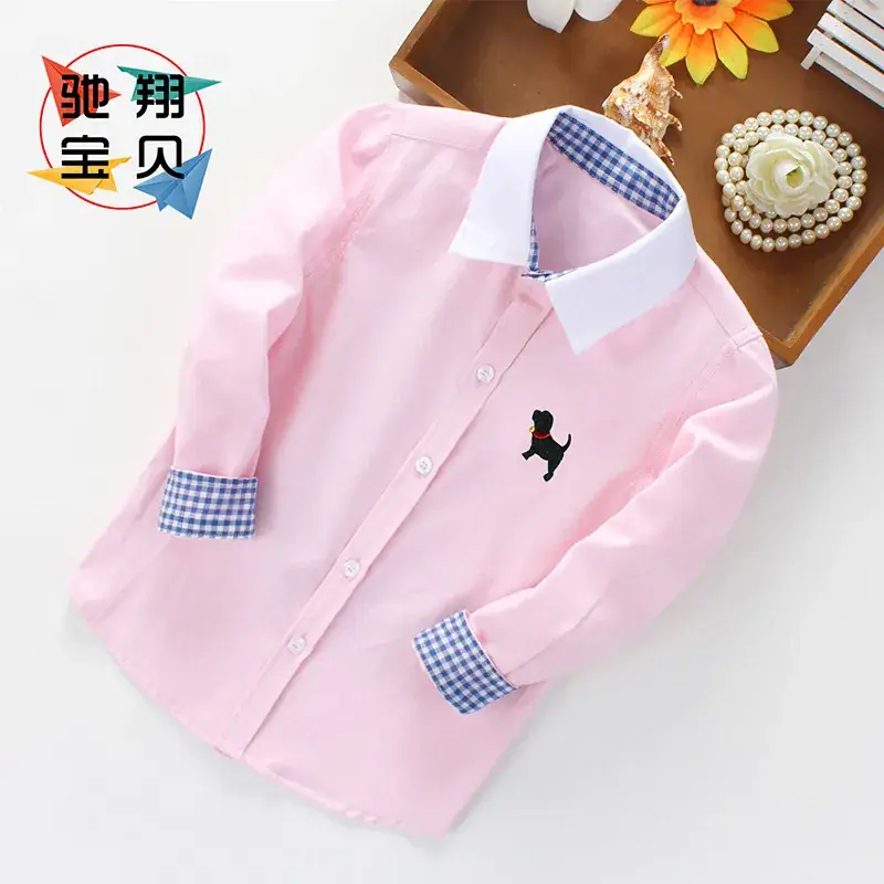 Boys' Korean Style Cotton Shirts Mint Green 2018 - Image 4
