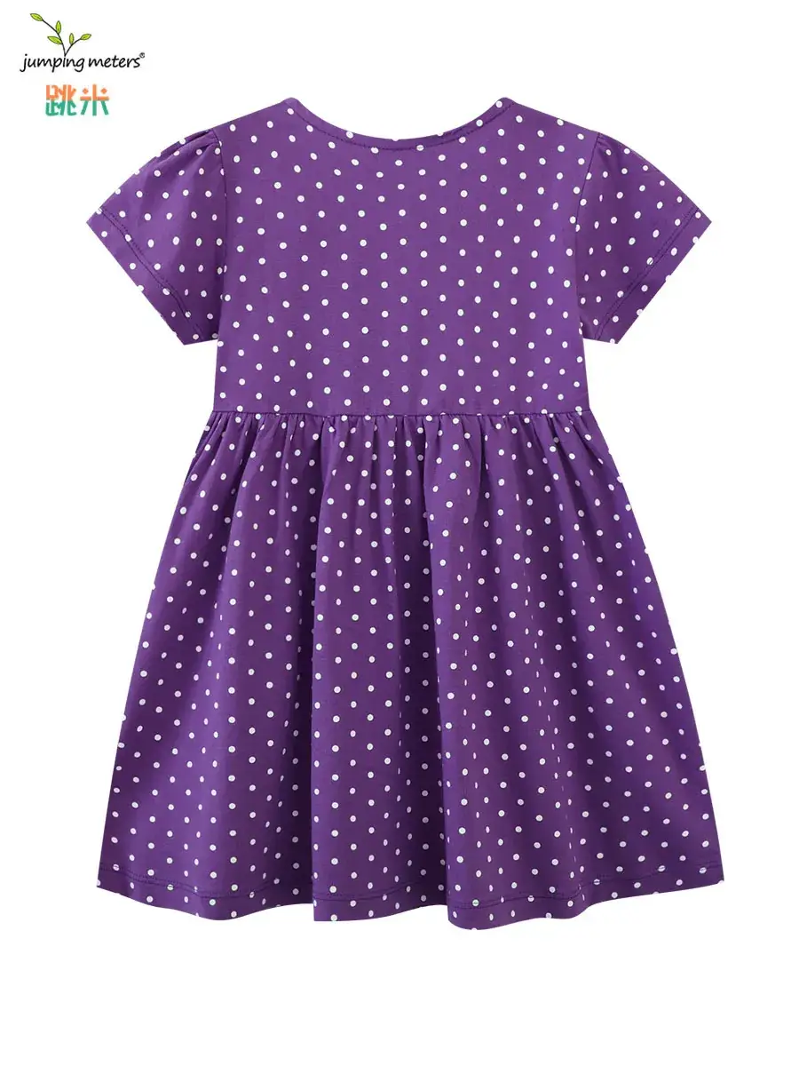 Children's Princess Dress Purple Polka Dot 2024 Spring Summer - Image 3