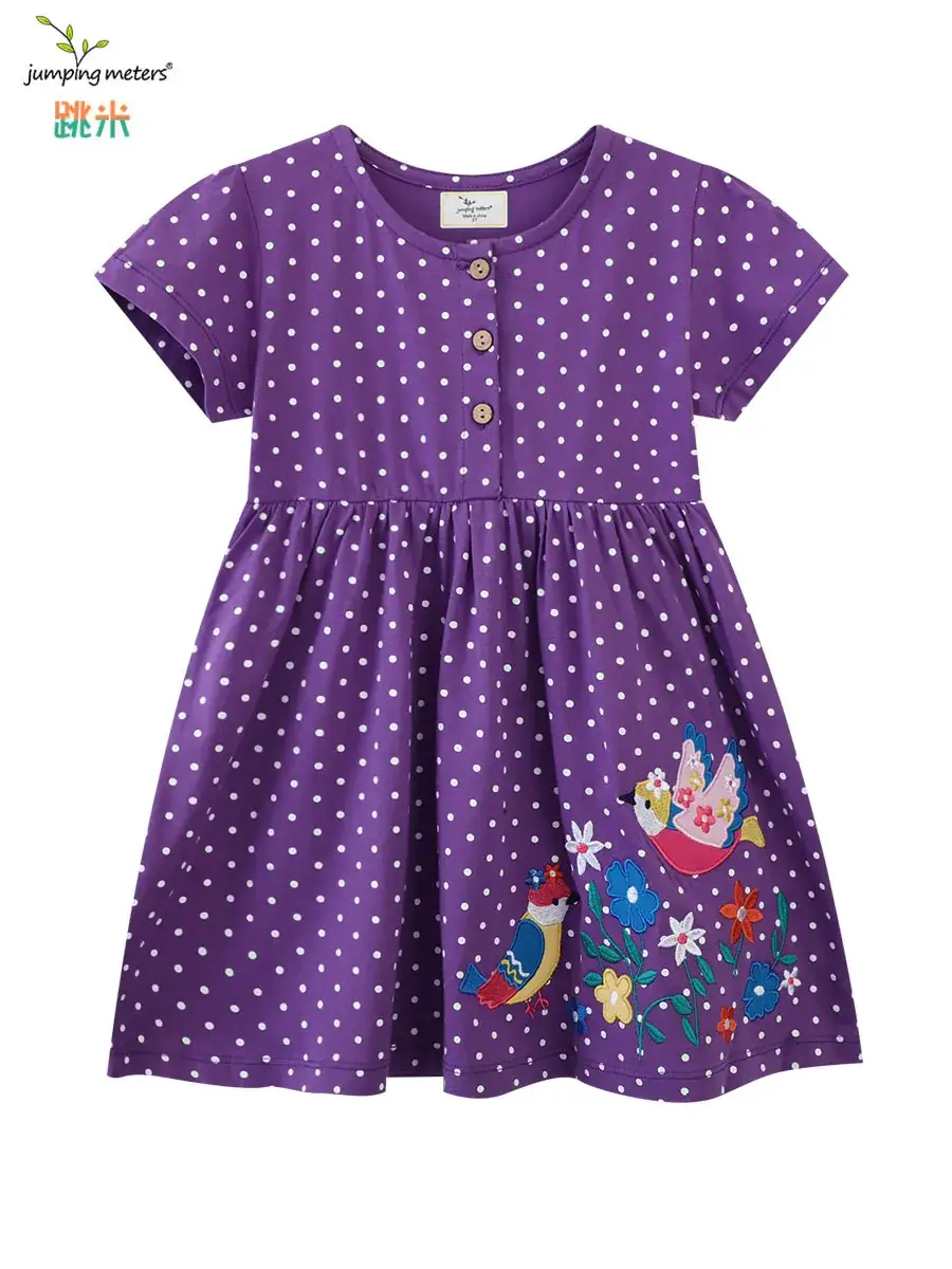 Children's Princess Dress Purple Polka Dot 2024 Spring Summer - Image 6