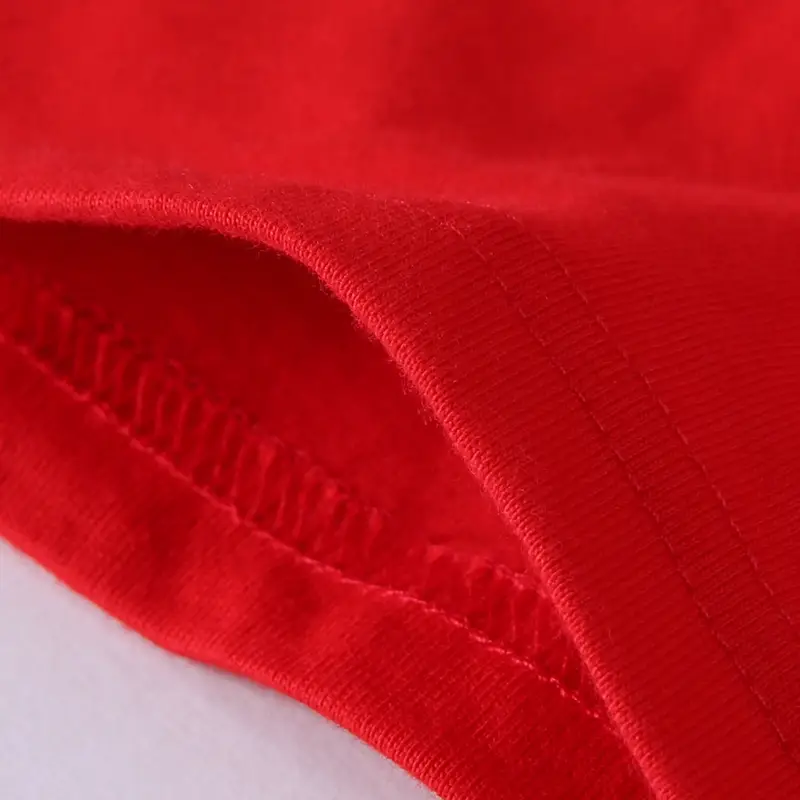 Summer Men Cotton Korean Crewneck T-Shirt Red - Image 12