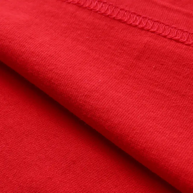 Summer Men Cotton Korean Crewneck T-Shirt Red - Image 13
