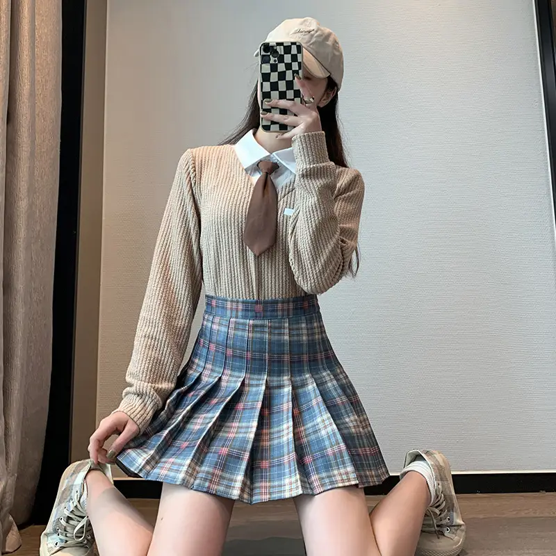 Women Pleated Skirt Summer Jk Slimming High Waist