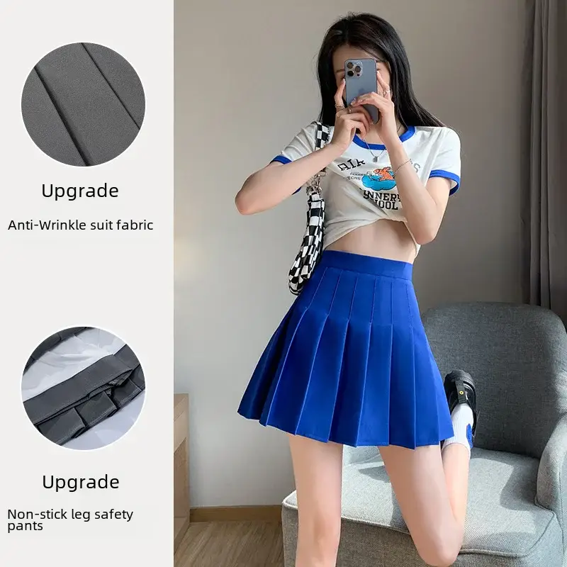 Women Pleated Skirt Summer Jk Slimming High Waist