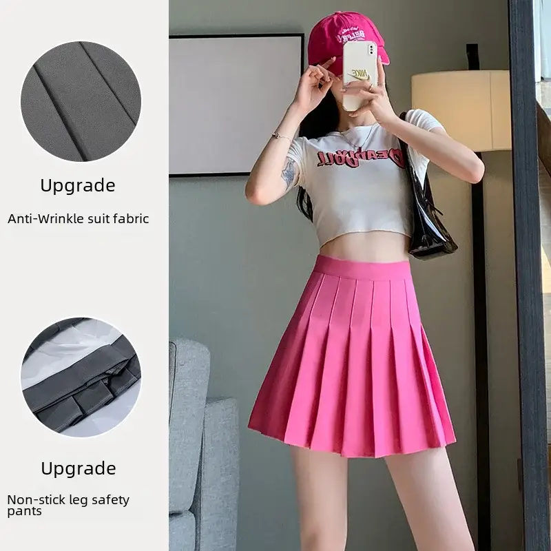 Women Pleated Skirt Summer Jk Slimming High Waist