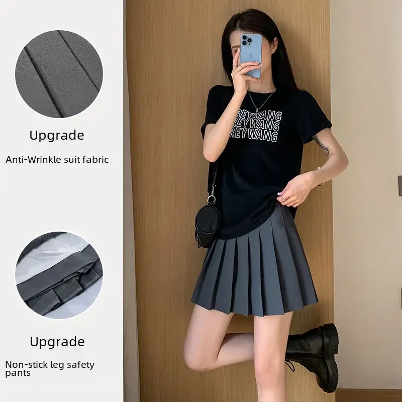 Women Pleated Skirt Summer Jk Slimming High Waist