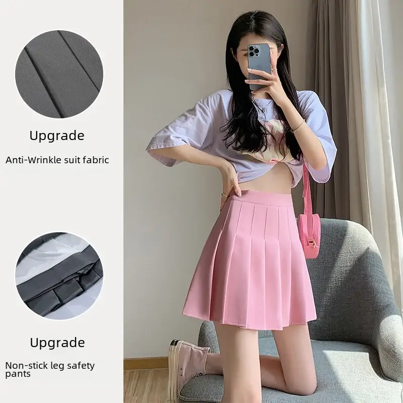 Women Pleated Skirt Summer Jk Slimming High Waist