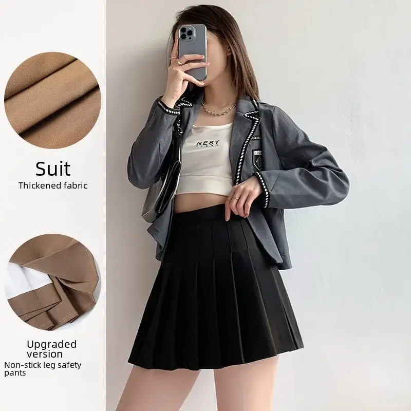 Women Pleated Skirt Summer Jk Slimming High Waist
