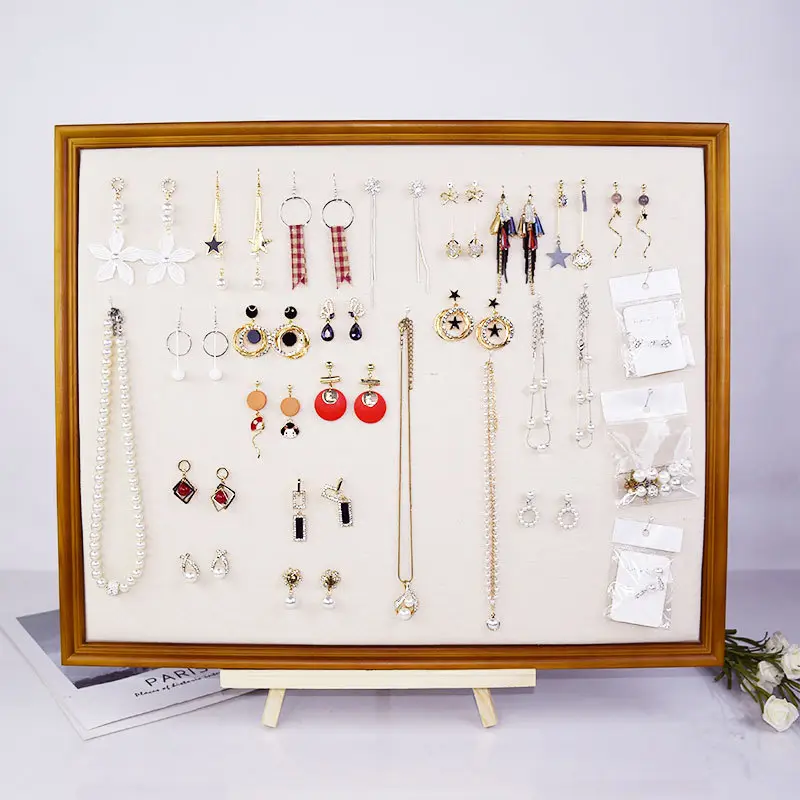 Vintage Wooden Jewelry Display Board Wall-Mounted