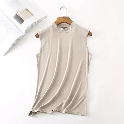 Women's Sleeveless Modal Vest Beige Summer Top - Image 4