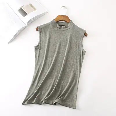 Women's Sleeveless Modal Vest Beige Summer Top - Image 6